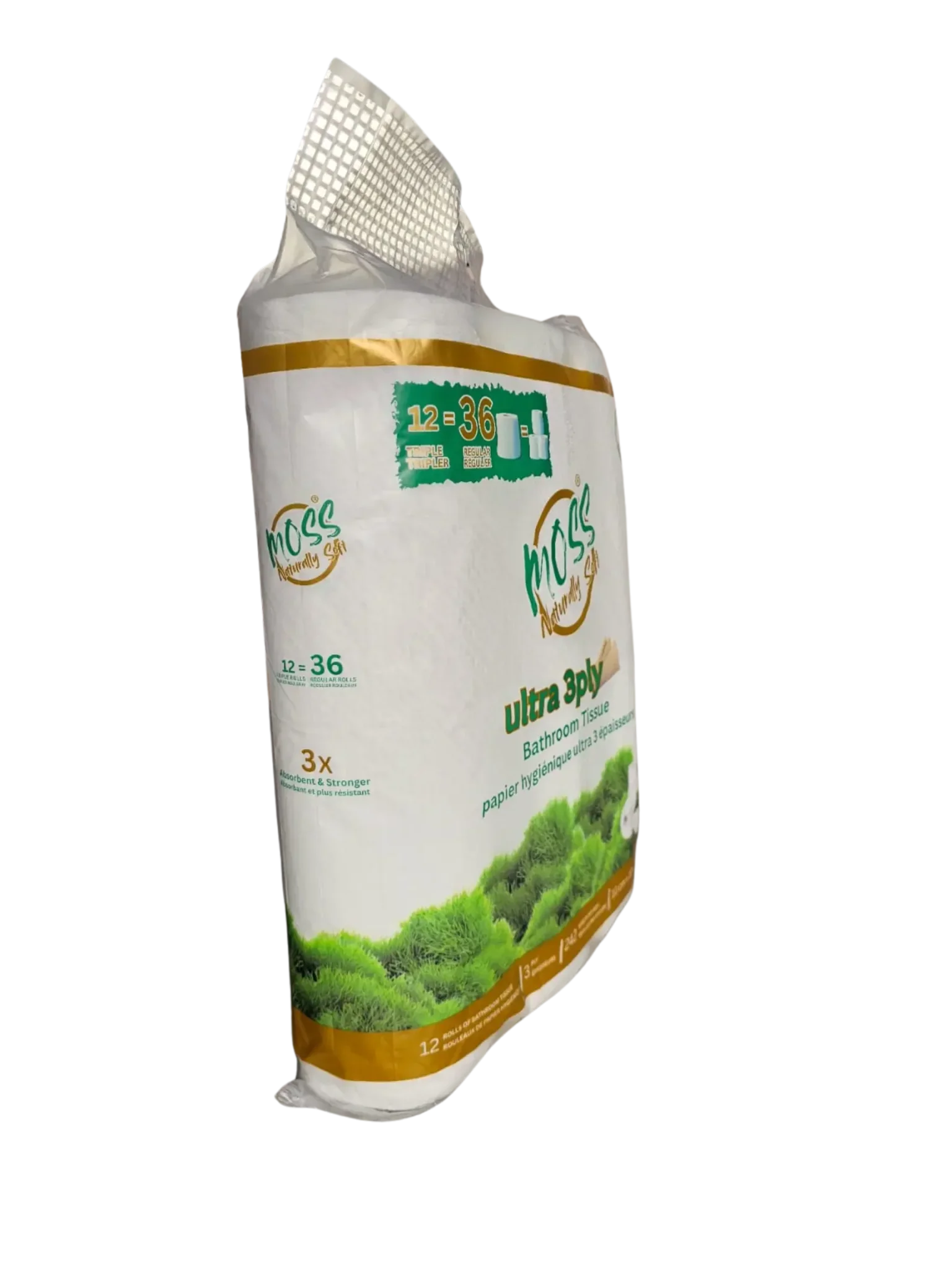 Naturally Soft 3-Ply Bathroom Tissue, 12 Triple Rolls ( Equal to 36 Regular Rolls ) - Moss